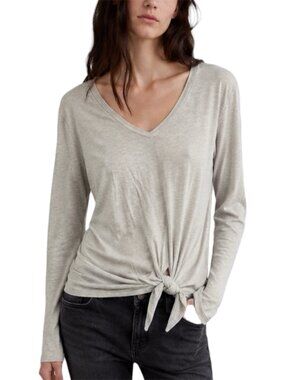 Size XS Express One Eleven Light Gray Heather Knot Front V-Neck Top